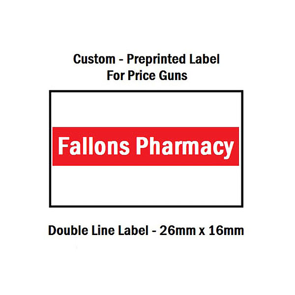 Custom Designed Price Gun Labels 26mm x 16mm CT4 - White with 1 Colour Logo
